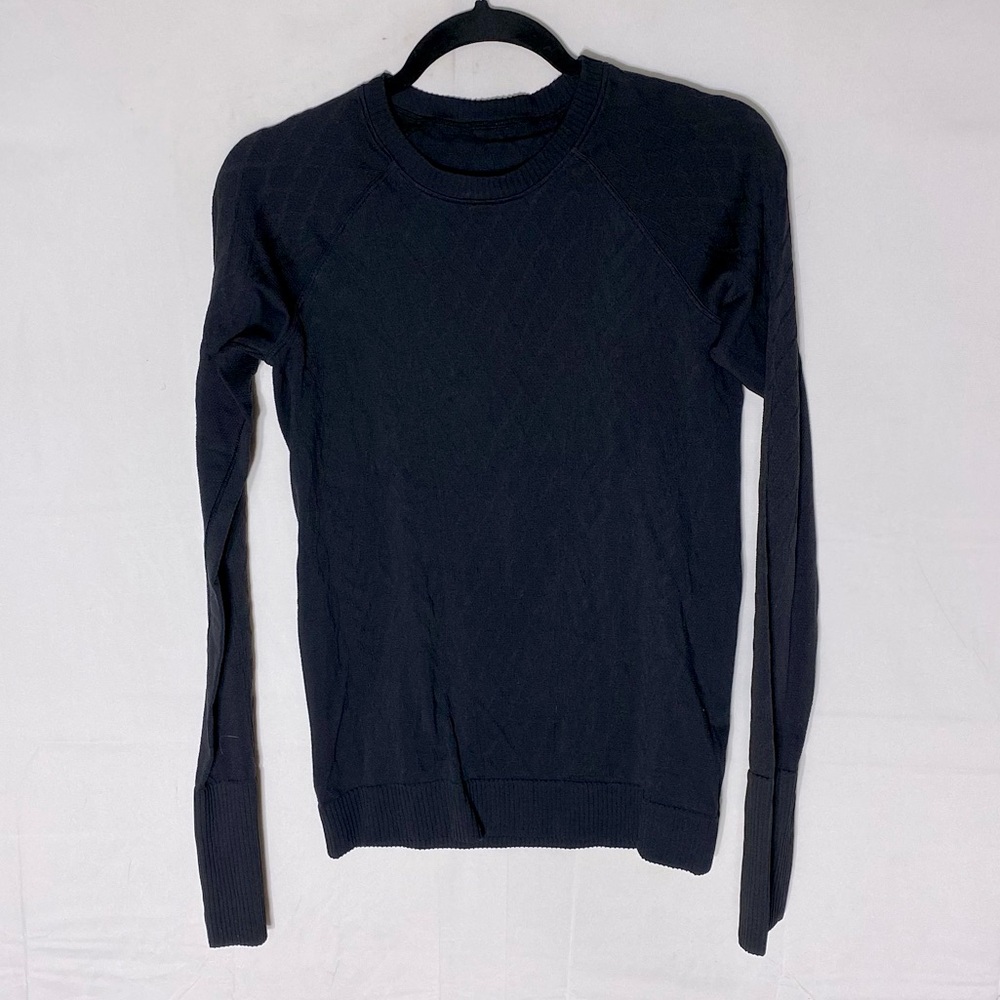 Lululemon Athletica Black Rest Less Pullover Long Sleeve Crew Neck Shirt XS